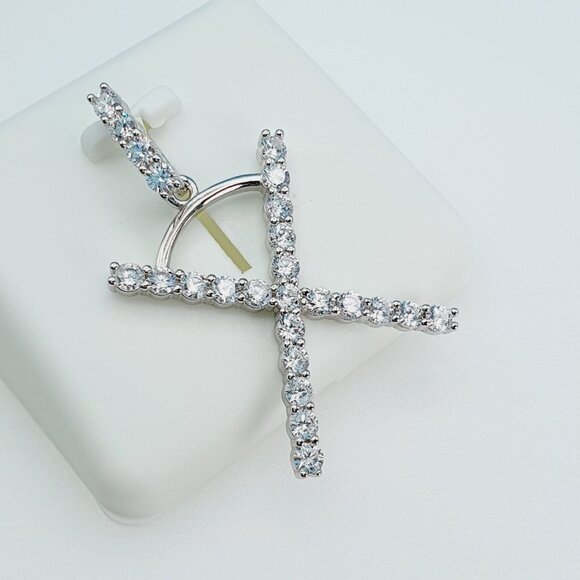 "925 Sterling Silver Cubic Zirconia Initial Pendant, UU1P6A6190 - Picture 1 of 9